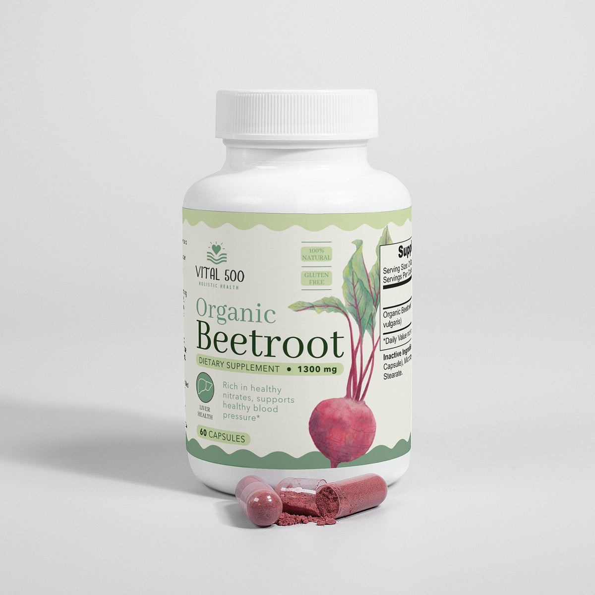 Beatroot Tower Organic Beetroot Capsules-Made In USA Vital 500